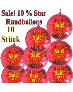 Sale! 10 % Star, 10 Stück rote Rundballons zur Befüllung mit Luft, zu Werbeaktionen, Rabattaktionen, Schaufensterdekoration