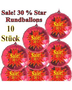 Sale! 30 % Star, 10 Stück rote Rundballons zur Befüllung mit Luft, zu Werbeaktionen, Rabattaktionen, Schaufensterdekoration