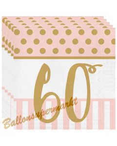 Servietten Pink Chic 60, zum 60. Geburtstag