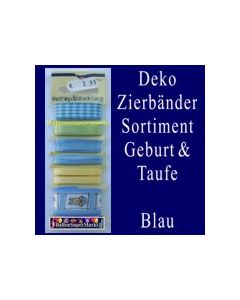 Deko-Zierbänder-Sortiment, Geburt und Taufe, Blau