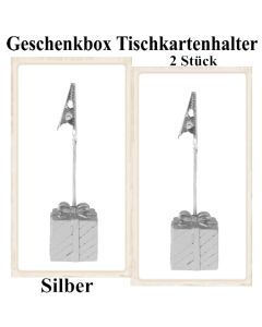 Tischkartenhalter Geschenkbox Silber 2 Stück