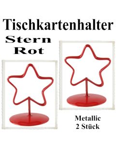 Tischkartenhalter, Rot, Metall, Sterne