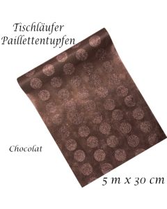  Tischläufer, Tischdecke Pillettentupfen, chocolat, 5 Meter Rolle