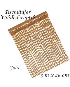 Tischläufer, Tischdecke Wildlederoptik, gold, 3 Meter Rolle