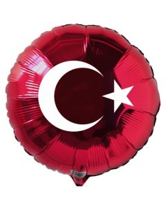 Türkische Flagge Luftballon aus Folie mit Helium-Ballongas, roter Rundballon