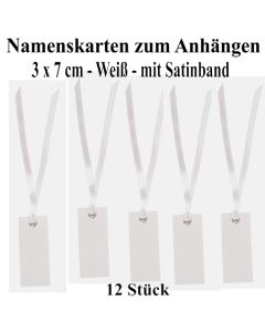 Tischkarten Weiß mit Satinband, 12 Stück